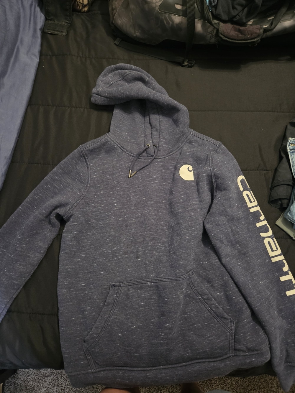Carhartt Womens Heather Navy Logo Hooded Sweatshirt
